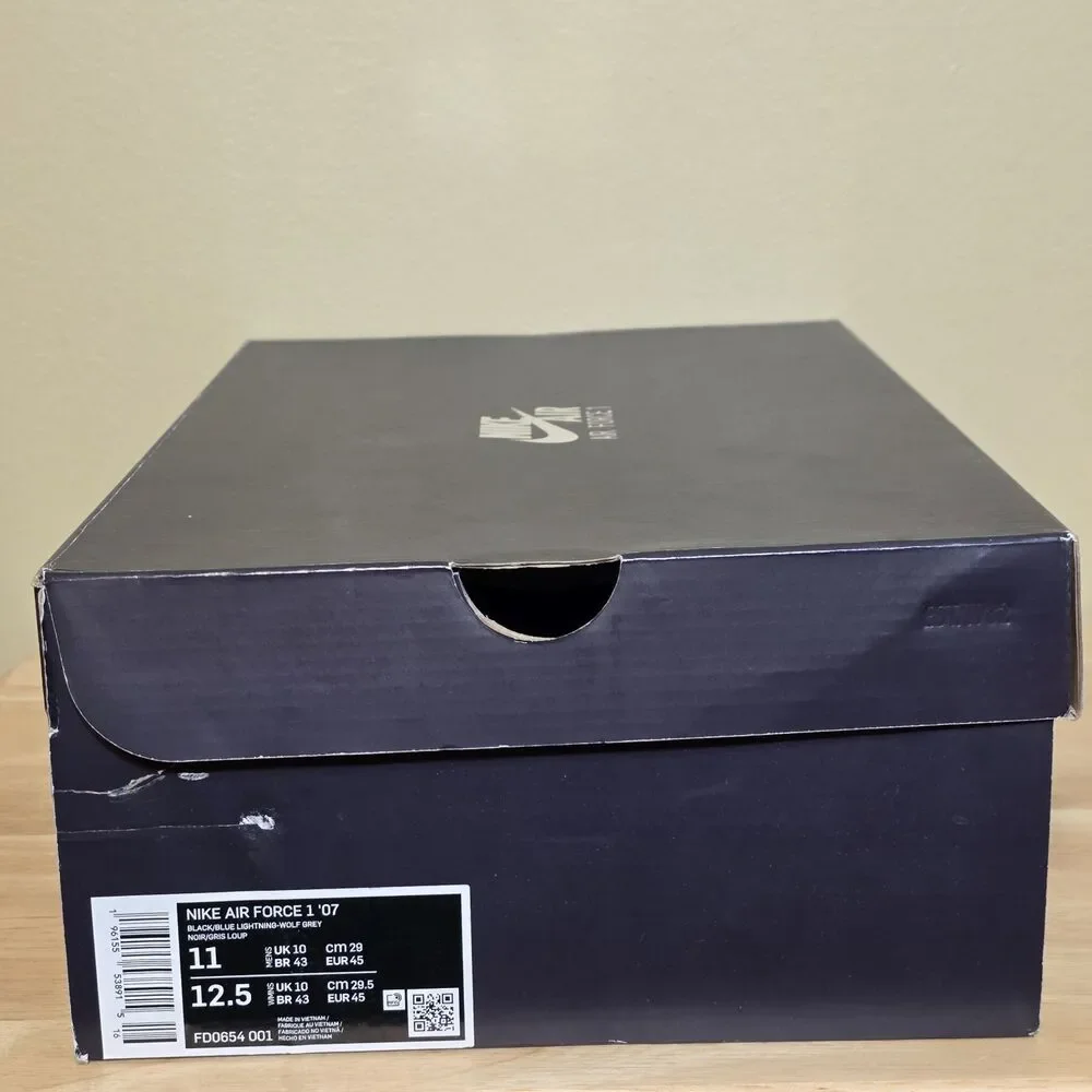 Nike Air Force 1 '07 Low Black Blue Lightning Grey FD0654-001 Men's Size 11